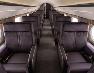Rich brown interior of updated Gulfstream GIV