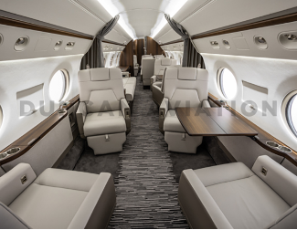 Warm gray interior of updated Gulfstream G550