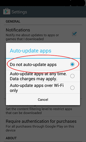 TURNING OFF AUTOMATIC APP UPDATES