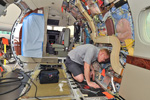 Jared Gunderson - Avionics Install technician performing an interior Service Bulletin