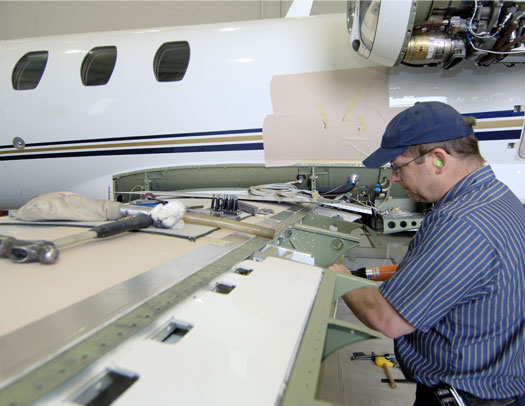 structure repair and lower skin replacement on a Citation 525