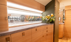 Warm honey interior of newly refurbished Gulfstream GV by Duncan Aviation