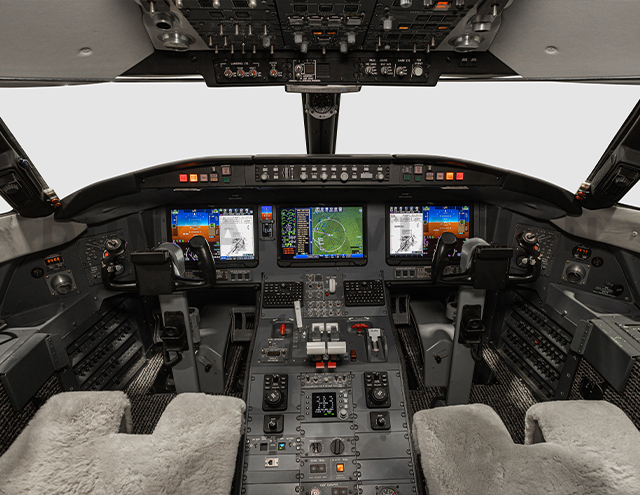 Cockpit of Challenger 604 with updated instrument panel