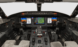 Cockpit of Challenger 604 with updated instrument panel