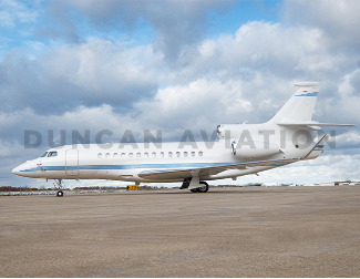 Newly painted exterior of Falcon 7X by Duncan Aviation