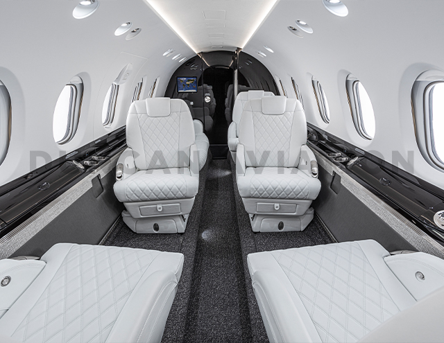 Four leather club seats in refurbished Hawker 800