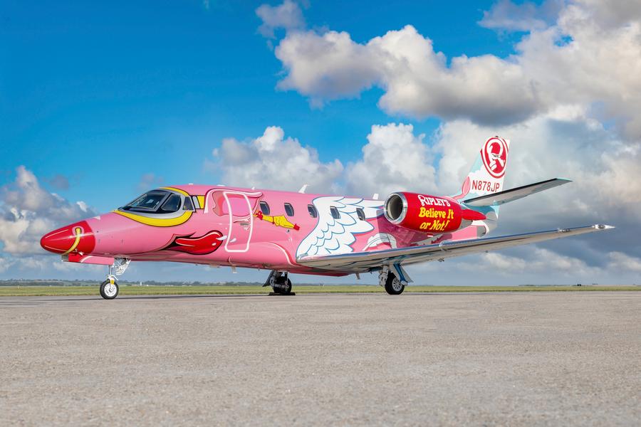 Photo of Ripley’s Believe It or Not! Flying Pig Jet painted by Duncan Aviation