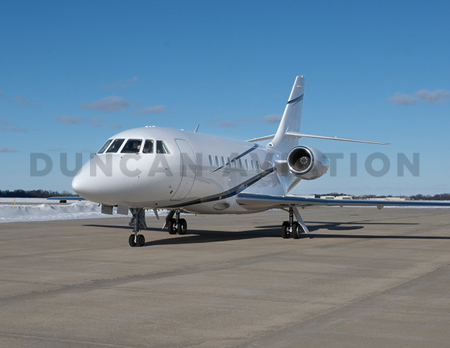 Exterior of Falcon 2000 from front of plane