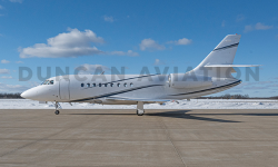 Exterior paint on Falcon 2000 in white with sweeping black accents