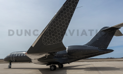 Black paint with gold honeycomb accent on Global aircraft