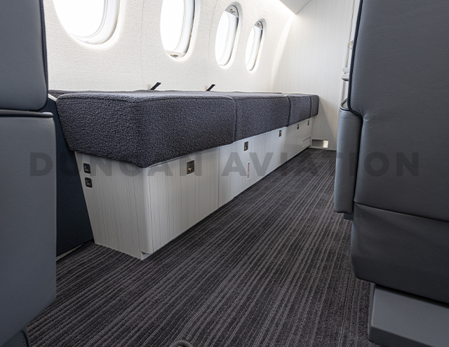 Combo divan and credenza on Falcon 2000 refurbishment