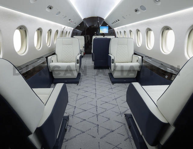 Falcon 200 interior with updated upholstery