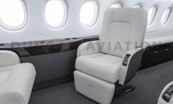 White club chair in leather upholstery in Falcon 2000 interior refurbishment