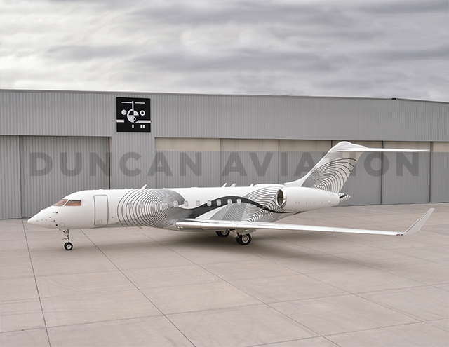 White paint with geometric black accent on Global Express