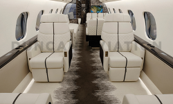 Cream and black updated interior of Global Express