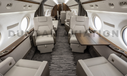 Warm gray interior of updated Gulfstream G550