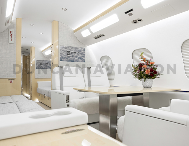 White and light wood interior of remodeled GLEX