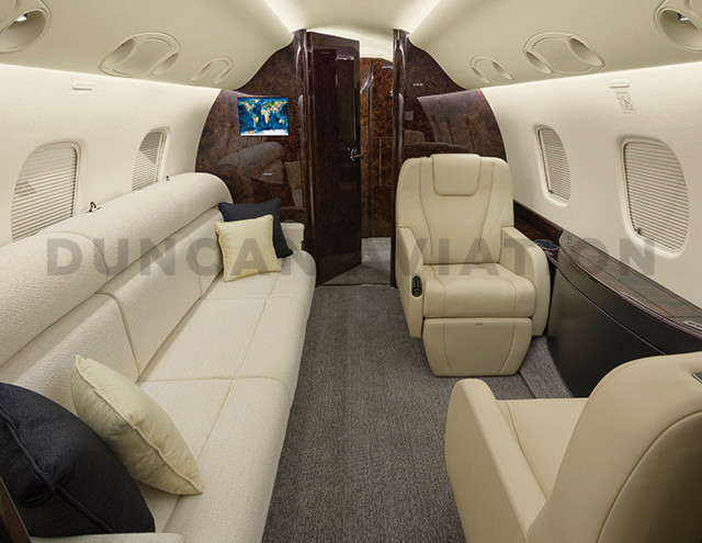 Updated cream interior in Embraer