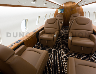 Interior of Challenger 300 with warm brown finishes