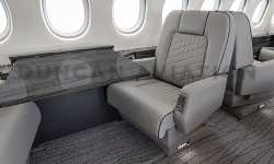 Club seat and conference table in updated Falcon 2000