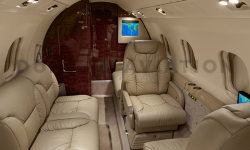 Learjet 55 updated interior with cool brown upholstery