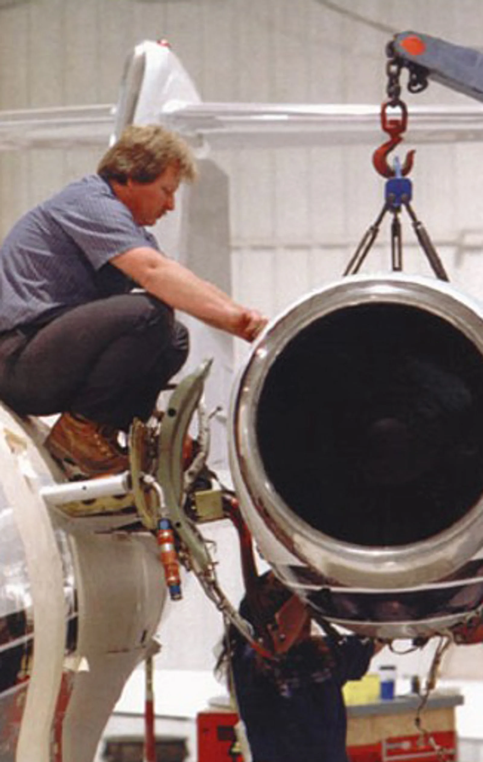 Engine Technician Lanny Renshaw performing a TFE731 engine R&R on a Learjet 35 in 1994. Check out Duncan Aviation's full-service engine solutions.