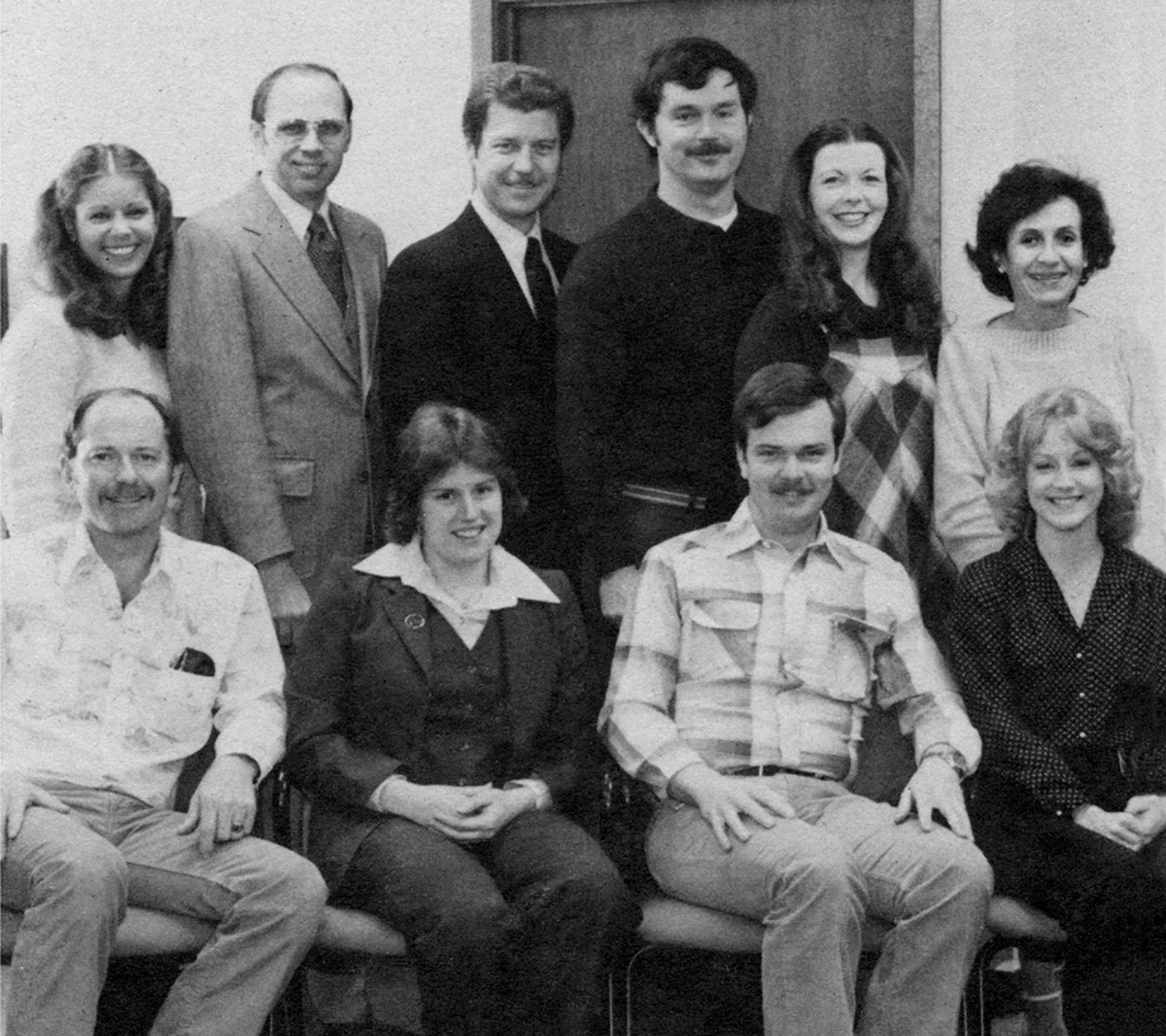 Members of the Customer Service Department in 1981: Standing (L-R): Pam Orr, Ron Hall, Kent Kussatz, Kevin McGinn, Marcia Buck, Wendy Merlin; Seated: Denny Bartunek, Joanne Hoffman, Don Heinlein and Dyan Bonelli.