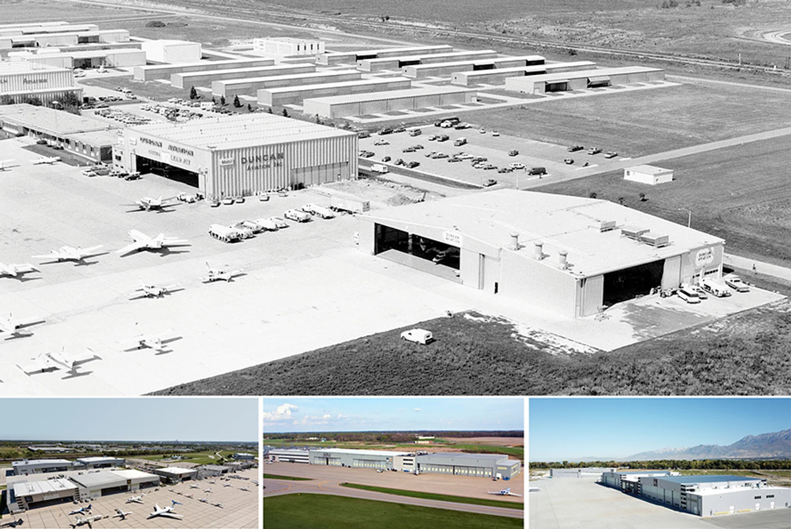 Lincoln, Nebraska, campus in 1977 compared to our MRO campuses today. Since day one, Duncan Aviation has invested in our facilities to better support customers.