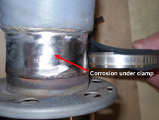Corrosion under clamp